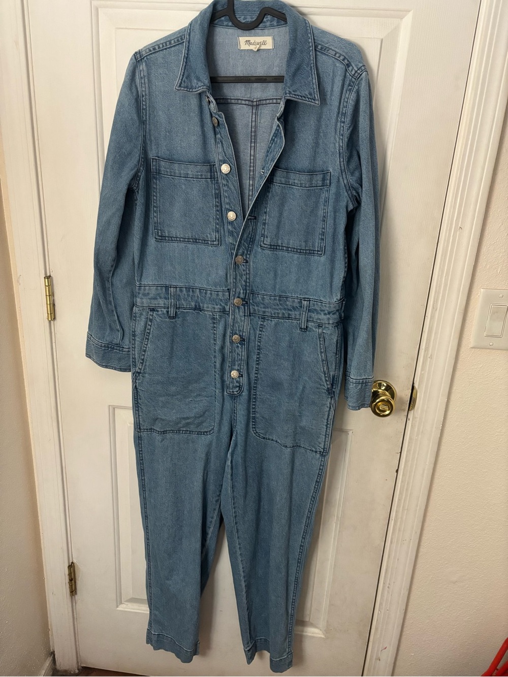 Madewell Light Wash Denim Overalls Jumpsuit